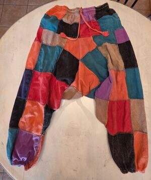 Henna Shoppe Multi-Color Patchwork Harem Pants 100% Cotton Pockets Hippie Boho
